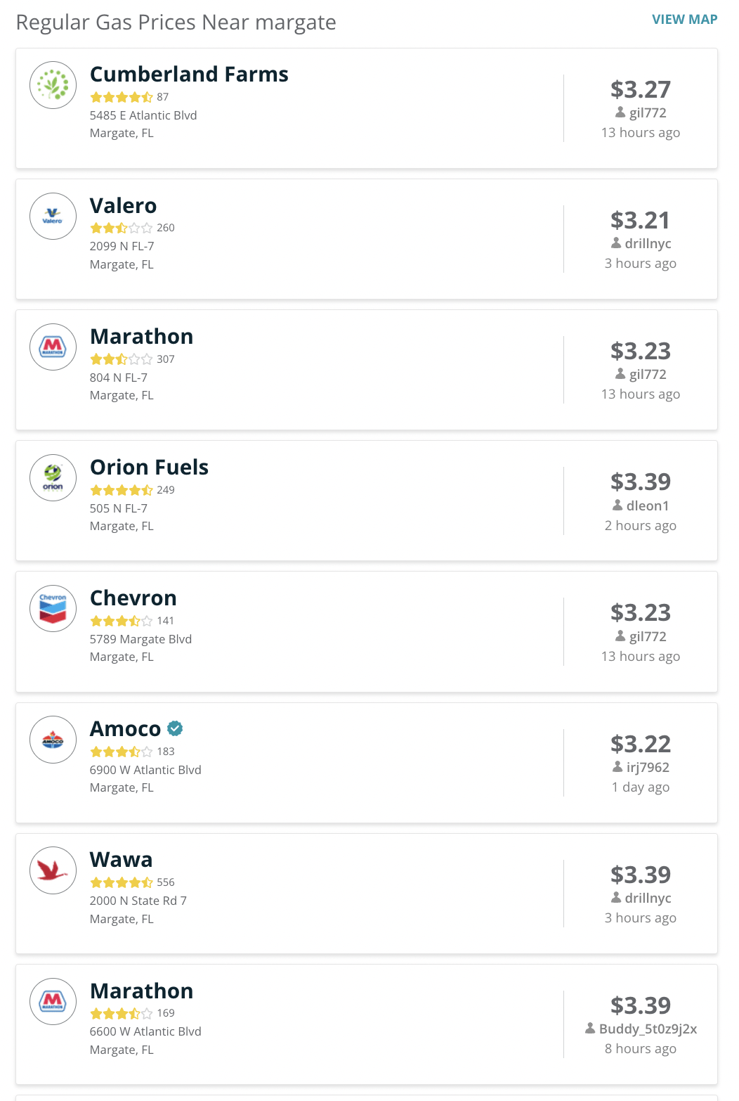 Florida Gas Prices Dip Below National Mark