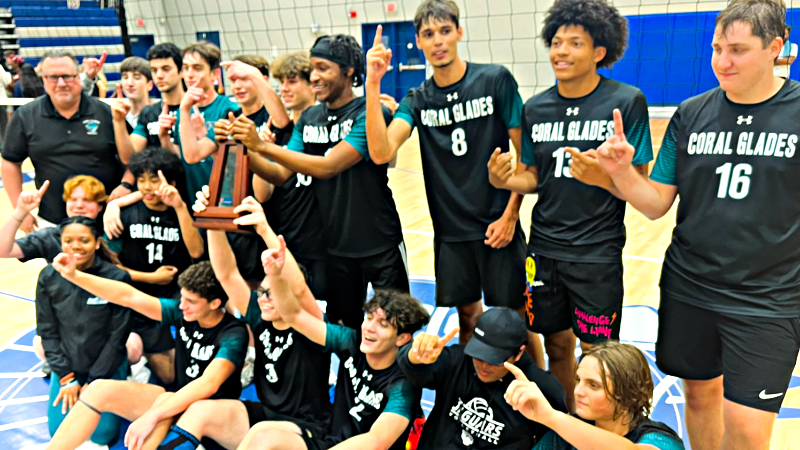 Coral Glades Boys Volleyball Dominates City to Win 1st District Championship in School History
