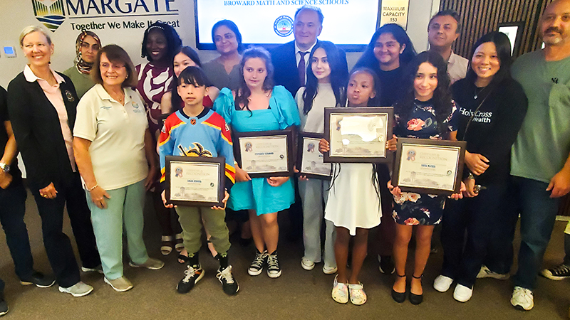 Top Middle School Science Students Recognized by Margate Commission