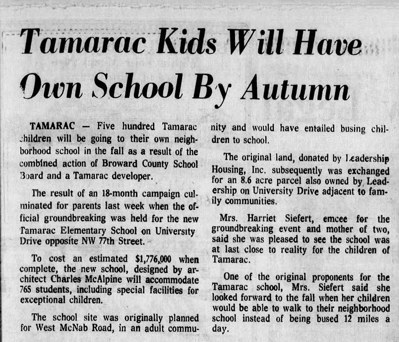 Tamarac Elementary School. Tamarac Talk. 